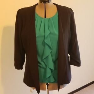 Black Metaphor blazer with ruched sleeves